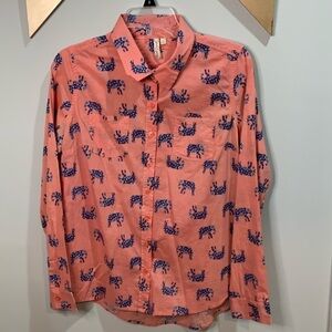 Red camel, coral elephant button-down size medium